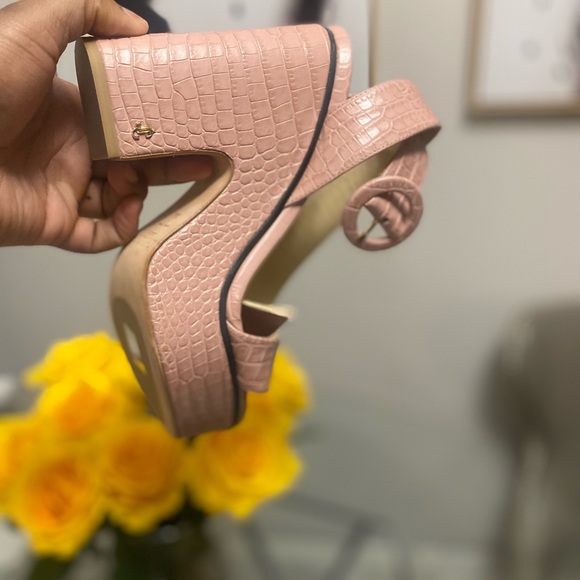 JIMMY CHOO Aimee Blush Croc embossed leather wedge heel - Picture 2 of 10